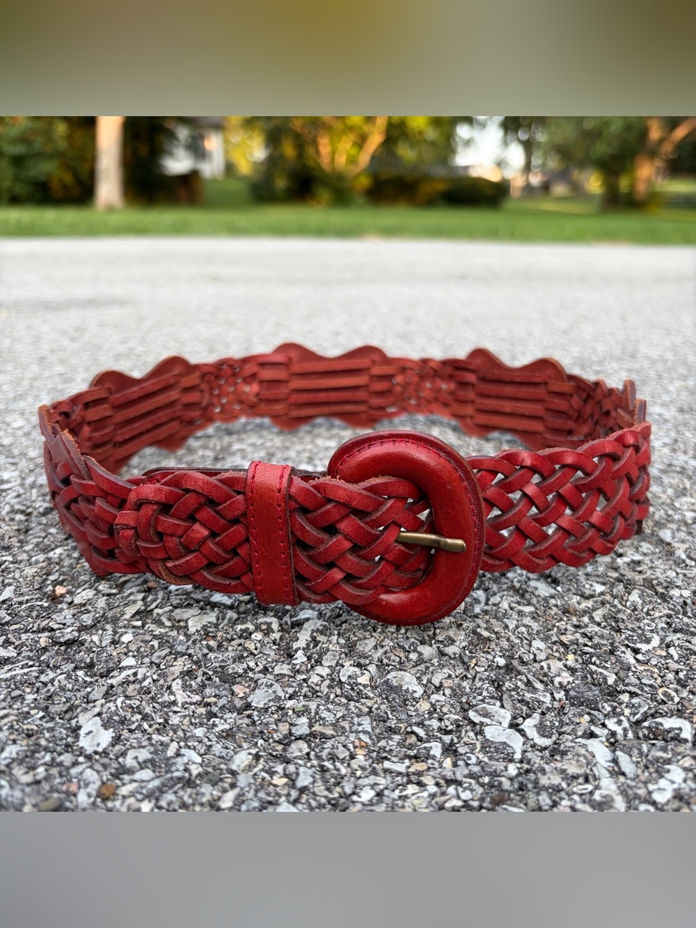 Vintage ECHO Italian Leather Woven Red Cordovon Womens Size Small 30”